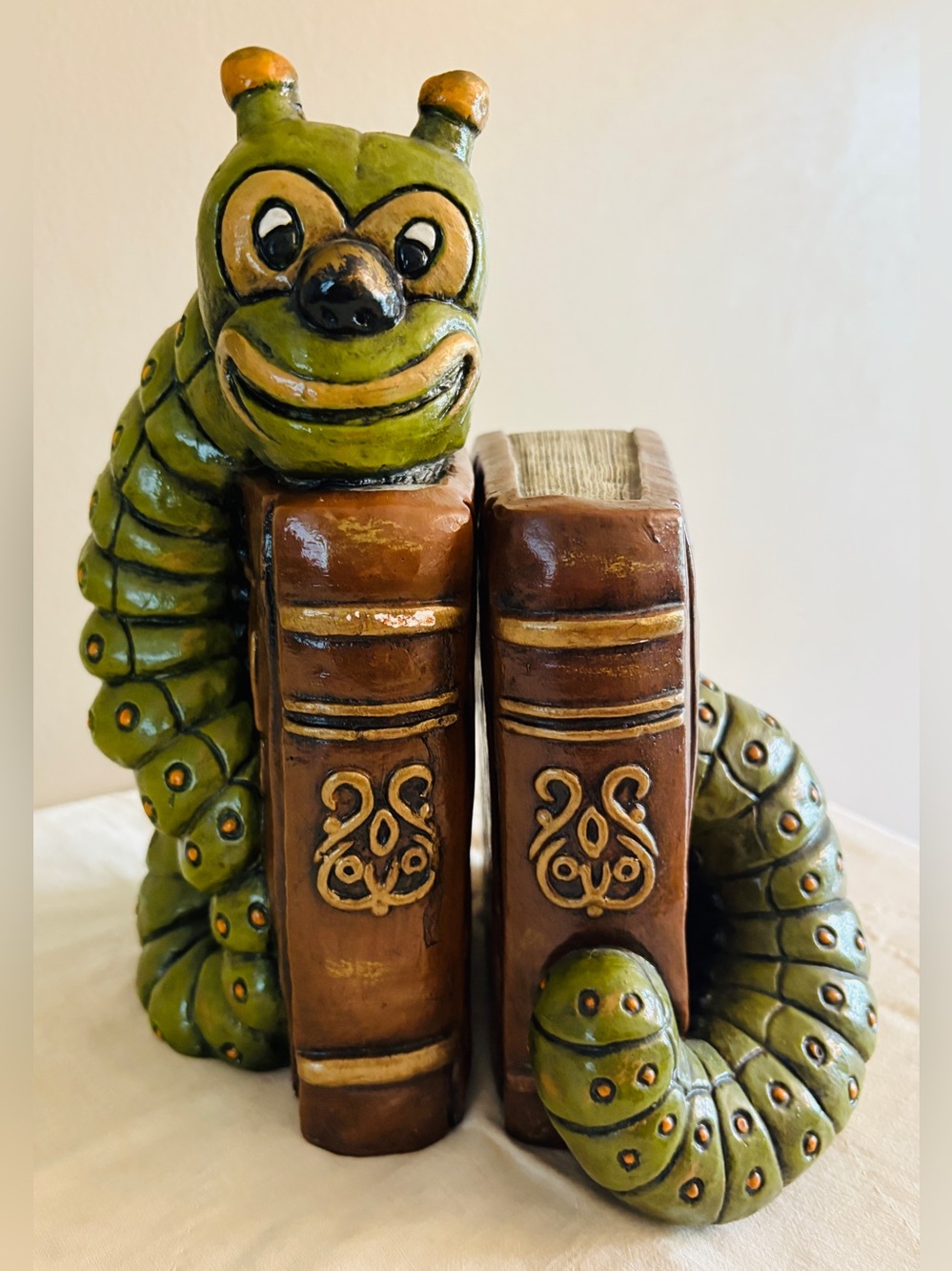 VTG Rare 70s Bookworm Bookends by Progressive Art Products